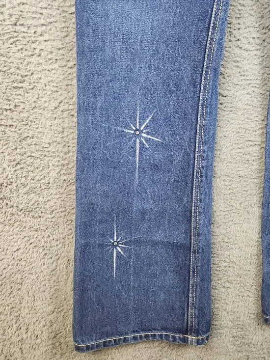 Y2K Bootcut Jeans Womens 30x30 High Waist Slim Thigh Fit Star Accents NO Stretch - Picture 8 of 10